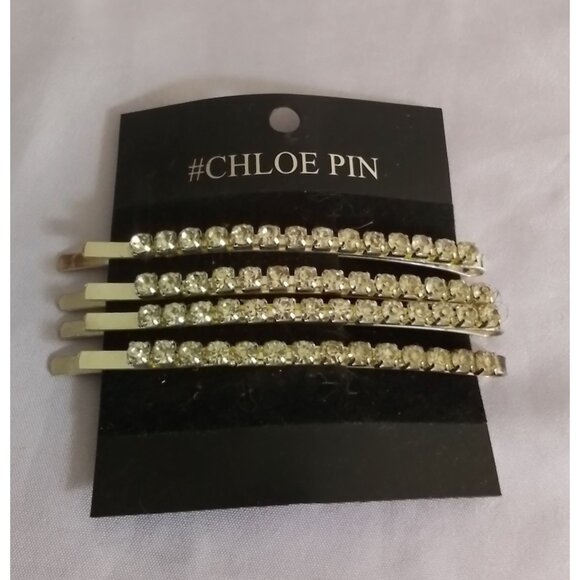 Chloe Pin Rhinestone Hair Bobby Pins Set of 4 - Picture 1 of 3